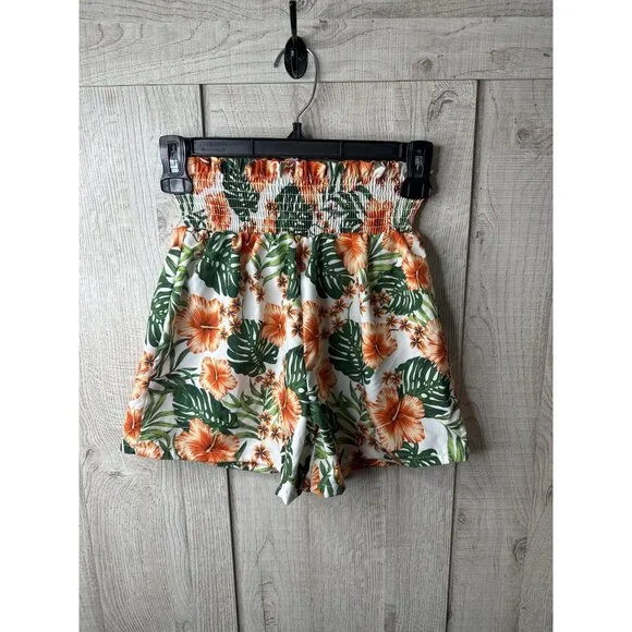 Girls 2-Piece Green Off-Shoulder Top & Floral Shorts Set Size 11-12Y Summer - Picture 4 of 10